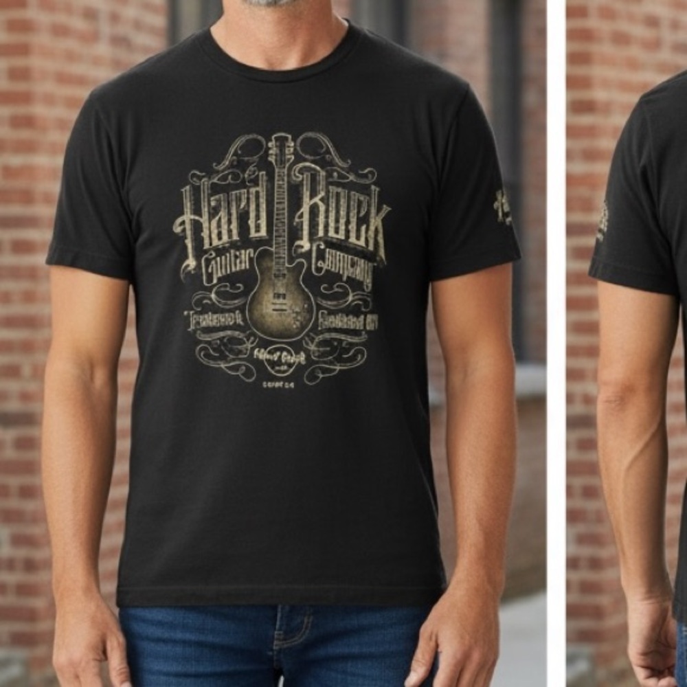 Hard Rock guitar company Black and Gold Graphic Tee XL